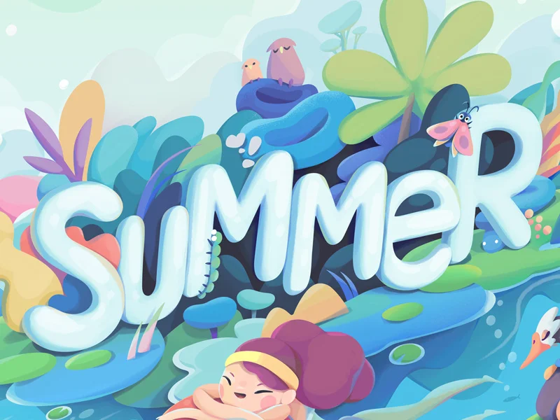 summer typographic illustration