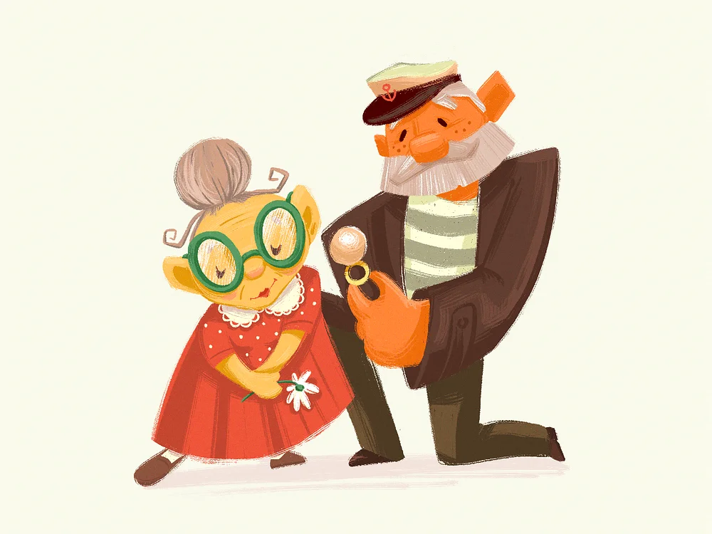 cute retro design of a couple