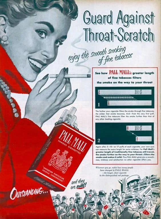 Pall mall old cigarette advertisement