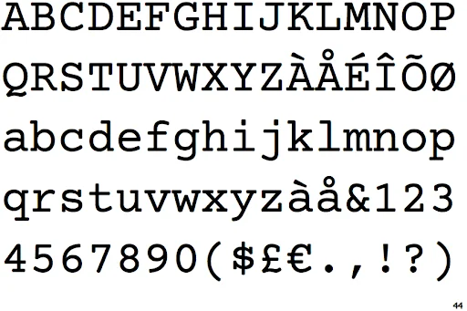 Courier prime font preview