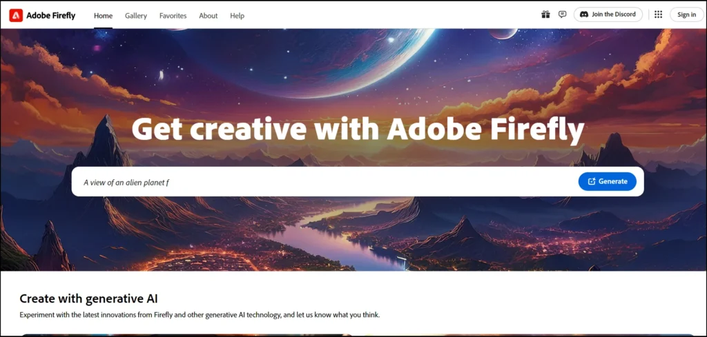 Adobe Firefly homepage